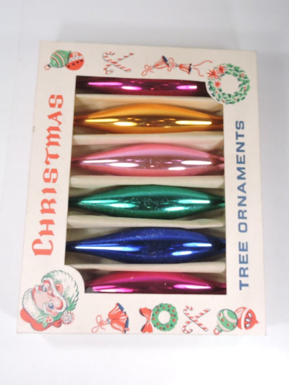 6 Larger Poland Mercury Glass Icicles Vintage Christmas Tree Ornaments Boxed